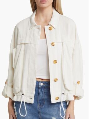 Blank NYC Cotton & Linen Cream Utility Jacket - Great Catch